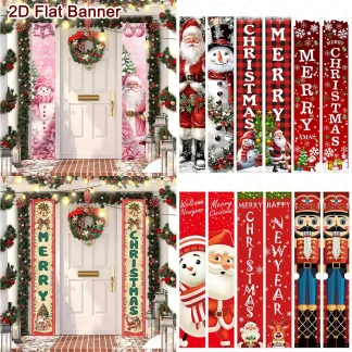 Bannière de porte de noël, Couplet de porte, décoration de joyeux noël pour la maison, décor de noël, nouvel an 2025, 2025
