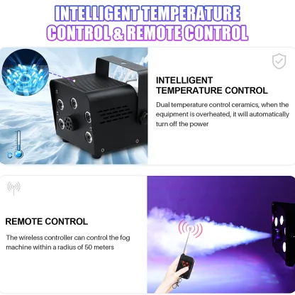 U'King 500W Machine à brouillard 5 pièces RGB LED perles Machine à fumée pour DJ Disco noël télécommande sans fil brumisateur de scène éjecteur — image 4