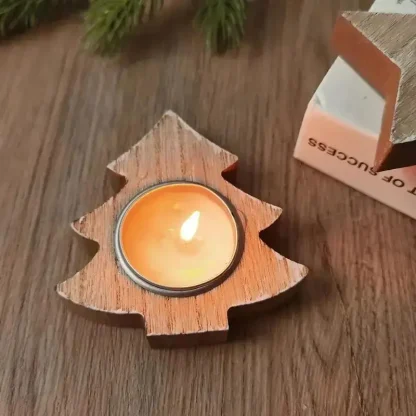 Chandelier flocon de neige de noël en bois, bougeoir en forme d'arbre de noël pour la décoration de la maison, décor du nouvel an 2022 — image 6