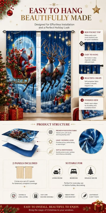 Rideaux de Noël semi-occultants, lot de 2 — image 17