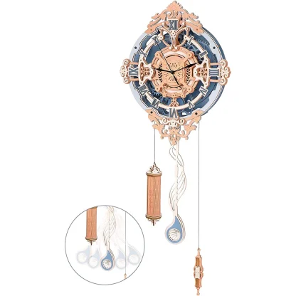 Robotime Horloge Murale Romantique 3D en Bois, Puzzle IQ, Ensemble de Blocs de Construction pour Enfants et Adultes, Cadeau de Noël