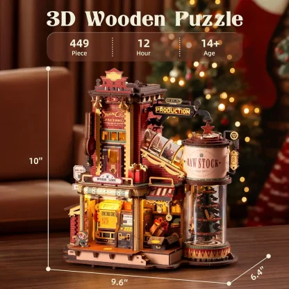 Robotime – Boîte à musique carrousel, puzzle 3D en bois — image 5
