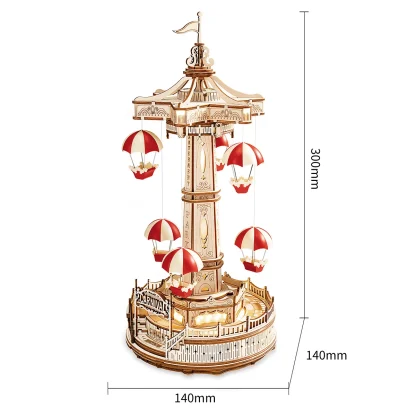 Robotime ROKR – Boîte à musique manège, puzzle 3D en bois — image 7