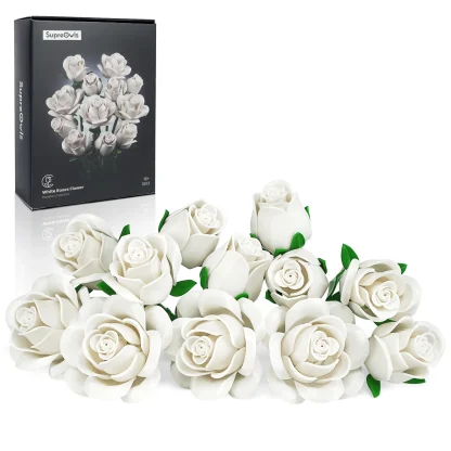 Ensemble de blocs de construction de Bouquet de Roses, fleurs artificielles, décoration de maison, briques florales de mariage, jouets, cadeau de noël, de saint-valentin pour adultes — image 9