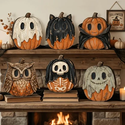 Blocs en bois d'Halloween : fantômes, chats, citrouilles — image 4