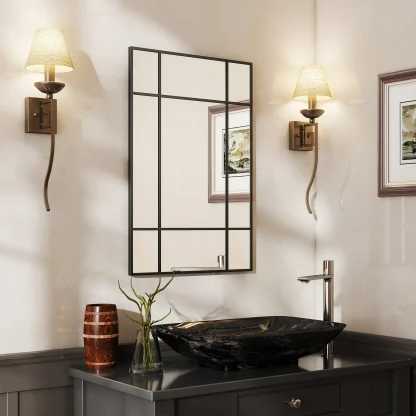 HOMCOM – Miroir verrière en métal noir, 90 x 60 cm — image 2