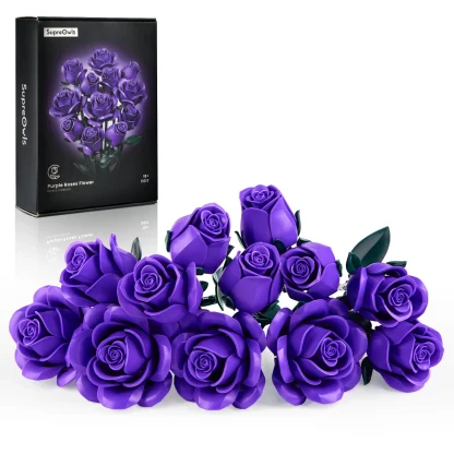 Ensemble de blocs de construction de Bouquet de Roses, fleurs artificielles, décoration de maison, briques florales de mariage, jouets, cadeau de noël, de saint-valentin pour adultes — image 12