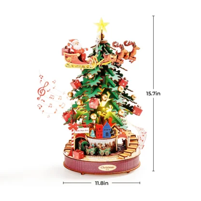 Rolife – Boîte à musique sapin de Noël lumineuse, puzzle 3D — image 7