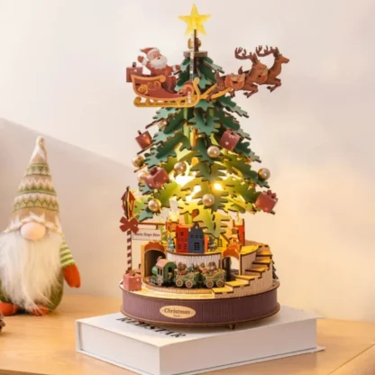 Robotime – Boîte à musique sapin de Noël, puzzle 3D en bois — image 5