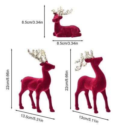Décoration de noël en forme de renne, 3 pièces, Figurine d'élan, décoration de fête, rétro, fête de noël, pièce maîtresse festive — image 6
