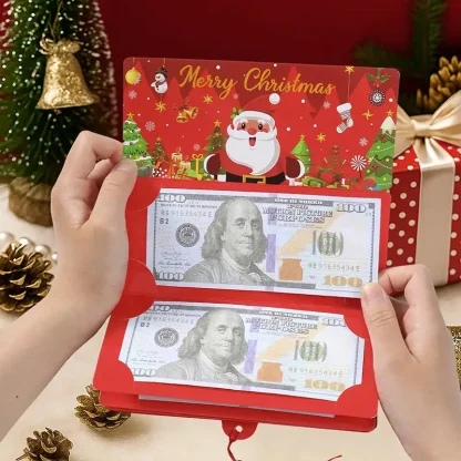 Carte de billets de banque pliante de noël, enveloppe de carte d'argent du père noël, décorations de joyeux noël pour la maison — image 18
