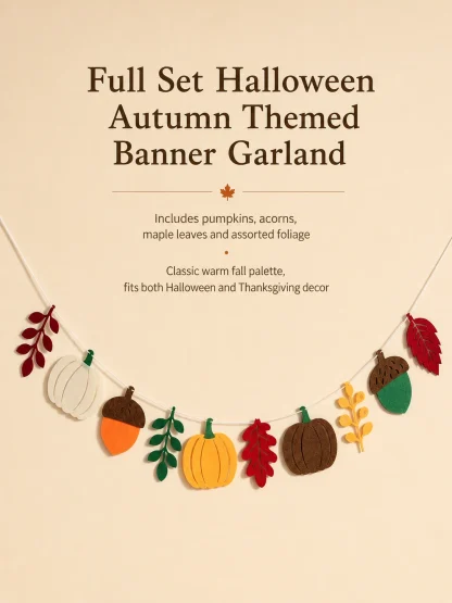 Guirlande en feutre citrouilles et feuilles d'automne — image 2