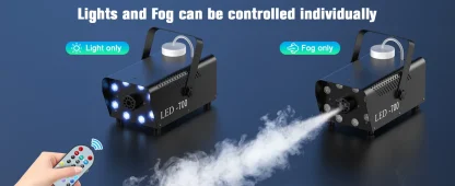 U'King 700W Machine à fumée RGB 3in1 8 LED scène coloré Spray Machine à brouillard lumière de scène Banquet de mariage Disco DJ spectacle de noël — image 10