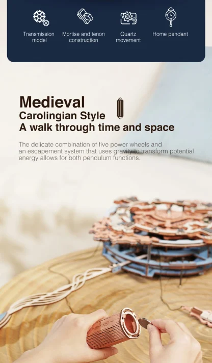 Robotime Horloge Murale Romantique 3D en Bois, Puzzle IQ, Ensemble de Blocs de Construction pour Enfants et Adultes, Cadeau de Noël — image 11