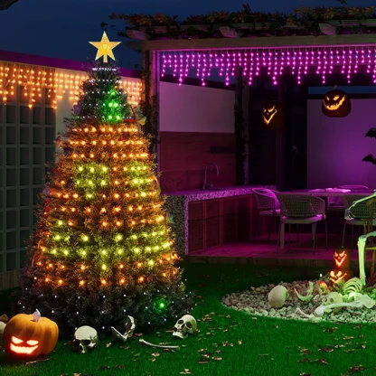 Guirlandes lumineuses de Noël, guirlandes lumineuses intelligentes RGBIC 400 LED avec décoration étoile supérieure, lumières de Noël adressables pour intérieur et extérieur — image 25