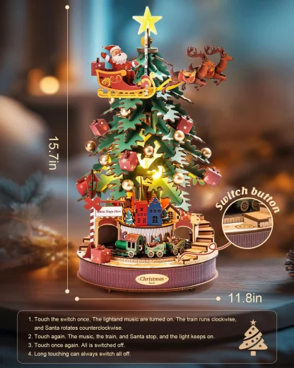 Rolife – Boîte à musique sapin de Noël lumineuse, puzzle 3D — image 3