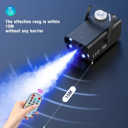 U'King 700W Machine à fumée RGB 3in1 8 LED scène coloré Spray Machine à brouillard lumière de scène Banquet de mariage Disco DJ spectacle de noël — image 5
