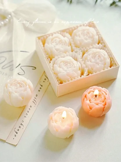 Bouquet de 4 bougies roses parfumées en cire de soja — image 4
