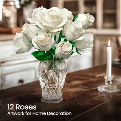 Ensemble de blocs de construction de Bouquet de Roses, fleurs artificielles, décoration de maison, briques florales de mariage, jouets, cadeau de noël, de saint-valentin pour adultes — image 16