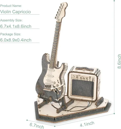 Robotime – Guitare électrique, puzzle 3D en bois — image 4