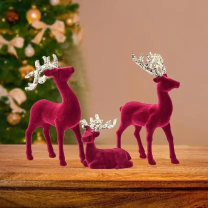 Décoration de noël en forme de renne, 3 pièces, Figurine d'élan, décoration de fête, rétro, fête de noël, pièce maîtresse festive — image 3