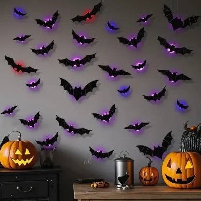 Chauves-souris 3D lumineuses LED à coller — image 3