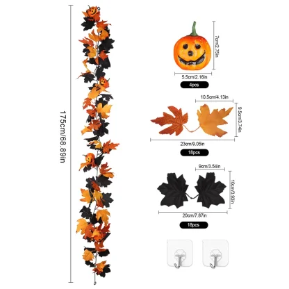 Guirlande de feuilles noires et citrouilles 3D — image 13