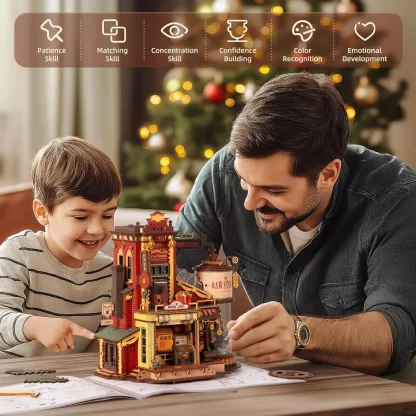 Robotime – Boîte à musique carrousel, puzzle 3D en bois — image 6