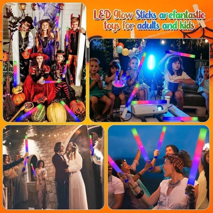 102 pièces LED bâtons de mousse Tube de joie baguettes de bâton de mariage 3 Modes clignotant bâton stroboscopique brille dans la nuit fête fournitures de noël — image 10