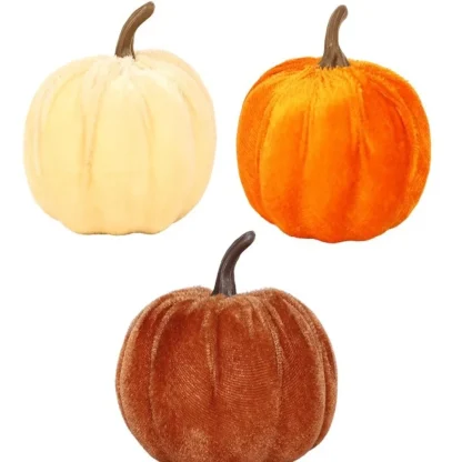 Citrouilles décoratives en velours — image 4