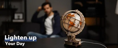 Robotime Globe Lumineux en Bois, Jeu de Puzzle 3D pour Noël, Cadeau pour Adultes, Décoration de Maison, Décoration de Bureau — image 16