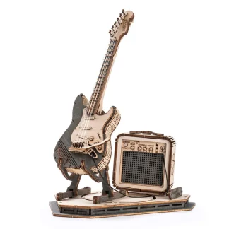 Guitare électrique Robotime, puzzle en bois 3D pour enfants et adultes, jouet créatif à assembler, ensemble de blocs de construction pour cadeaux de Noël pour adultes