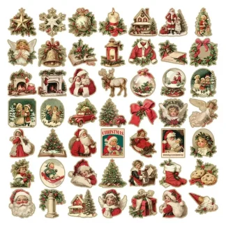 Autocollants de dessin animé exquis de Noël vintage, autocollants de Noël, étuis de téléphone, autocollants de décoration pour ordinateur portable, cadeau de nouvel an, autocollant de jouet pour enfants