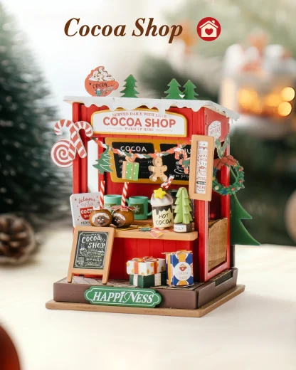 Robotime Rolife maison Miniature cadeaux de noël décoration de cheminée pour la maison bibliothèque maison de poupée 3D bricolage modèle de Puzzle en bois — image 24
