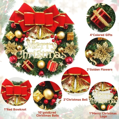 Décoration de noël faite à la main, Simulation de couronne de noël, accessoires de fenêtre suspendus pour porte, décoration de maison exquise de haute qualité — image 2