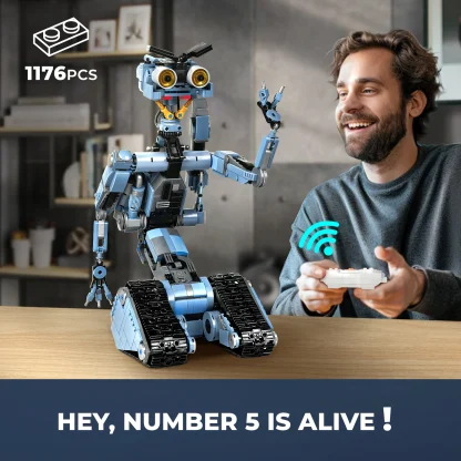 Ensemble de blocs de construction robot Johnny 5 de 1176 pièces, modèle de robot à court-circuit, film classique, cadeau de Noël créatif pour les fans adultes — image 5
