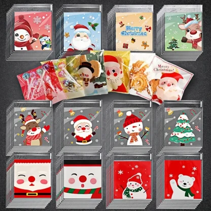 Sachets cellophane de Noël, lot de 100 à 300