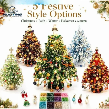 Coffret sapin de Noël en perles à assembler, avec guirlande lumineuse — image 3