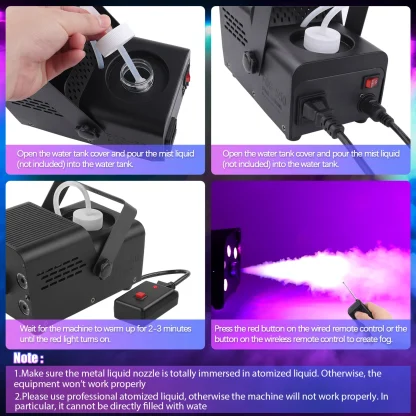 U'King 500W Machine à brouillard 5 pièces RGB LED perles Machine à fumée pour DJ Disco noël télécommande sans fil brumisateur de scène éjecteur — image 3