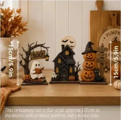 Décorations d'Halloween vintage en bois pour étagère — image 11