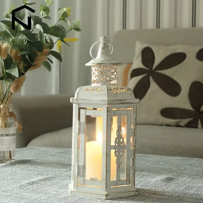 Porte-bougie Portable d'extérieur, lanterne, décoration de maison, cadeau de chambre à coucher, poignée suspendue pour table de noël, décoration — image 2