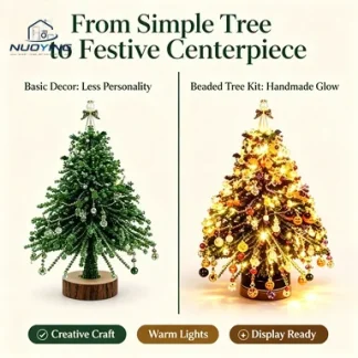 Coffret sapin de Noël en perles à assembler, avec guirlande lumineuse