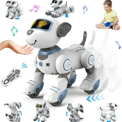 VATOS RC Robot électronique chien jouet cascadeur commande vocale chiot Programmable tactile-Sense musique Robot chien jouet cadeau de noël pour les enfants