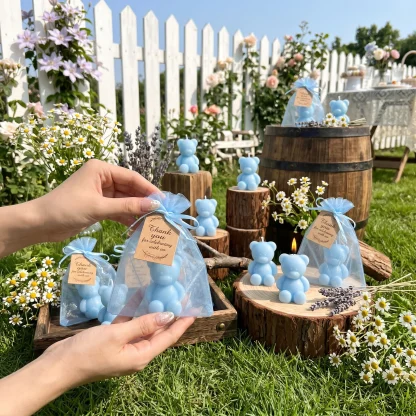 Lot de 10 bougies ourson bleu en cire de soja — image 4