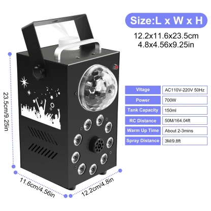 U'King 700W Machine à fumée sans fil télécommande effet brumisateur 3in1 LED RGB lumière de scène Machine à brouillard DJ Halloween noël — image 6