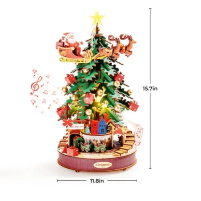 Robotime – Boîte à musique sapin de Noël, puzzle 3D en bois — image 2