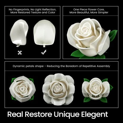 Ensemble de blocs de construction de Bouquet de Roses, fleurs artificielles, décoration de maison, briques florales de mariage, jouets, cadeau de noël, de saint-valentin pour adultes — image 13