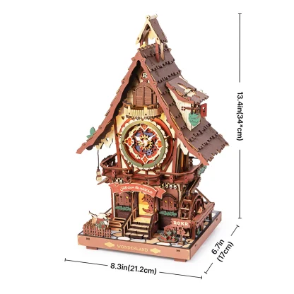 Robotime ROKR – Horloge coucou mécanique, puzzle 3D en bois — image 7