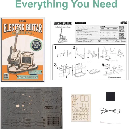 Robotime – Guitare électrique, puzzle 3D en bois — image 8