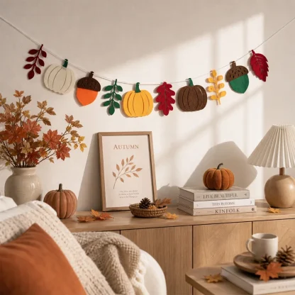 Guirlande en feutre citrouilles et feuilles d'automne — image 14